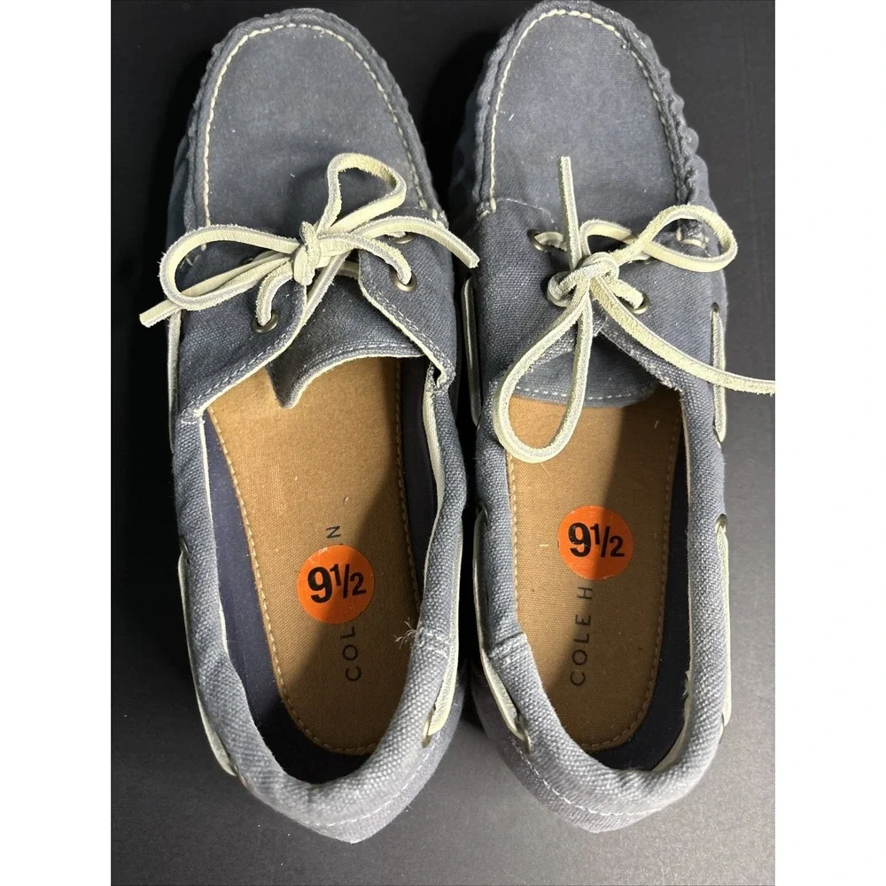 Cole Haan Dominick Boat Shoes Blue Chambray Low Top Moc Toe Loafers Sz. 9 1/2